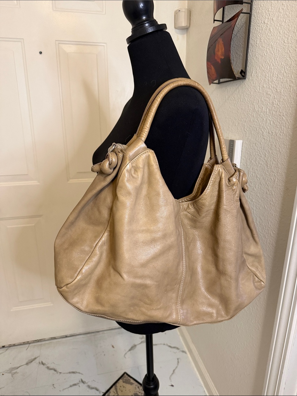 Nardelli Vintage Leather beige Hobo Shoulder Bag - Casual Everyday Tote - Picture 11 of 11